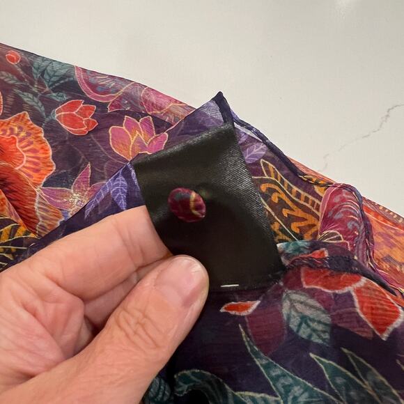 Johnny Was Octavia Blouse Etta’s Garden 100% silk Sheer Floral Small - Picture 13 of 14